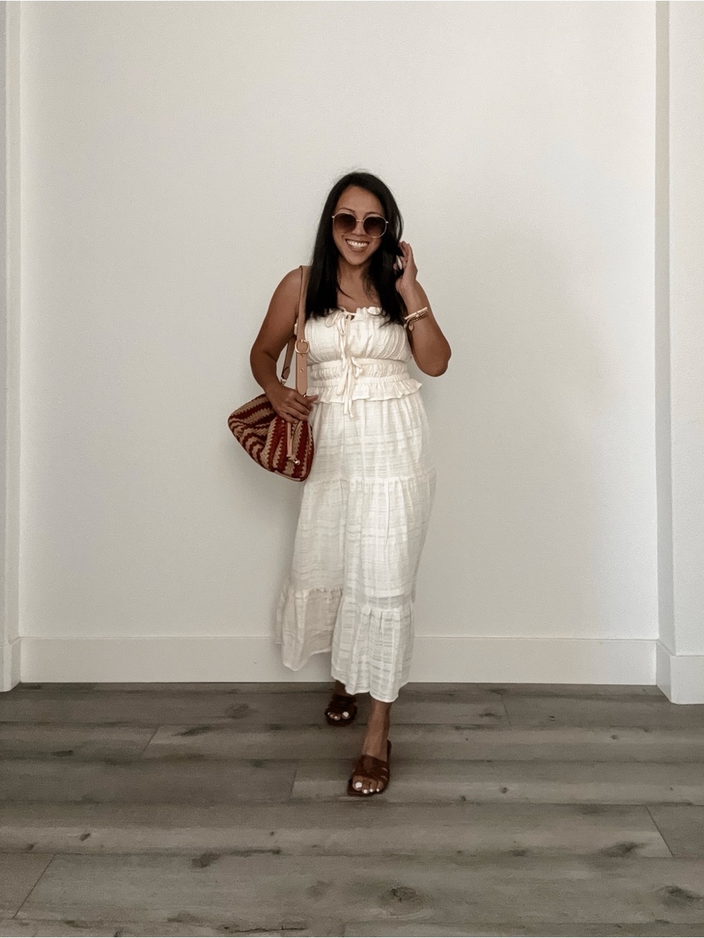 Cream Tiered Midi Dress (S)